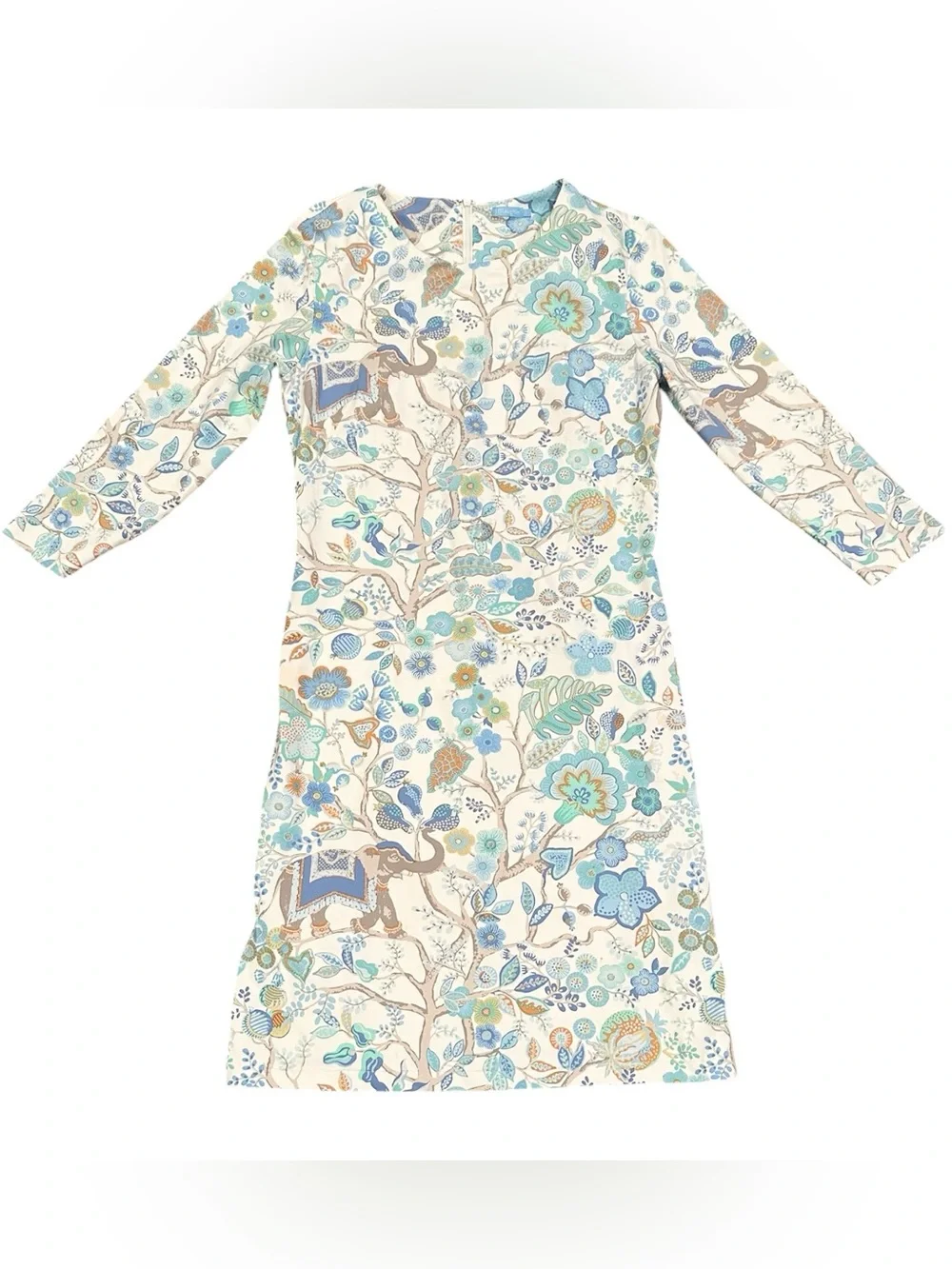 J. McLaughlin Sophia Blue Floral Elephant Print Dress S
